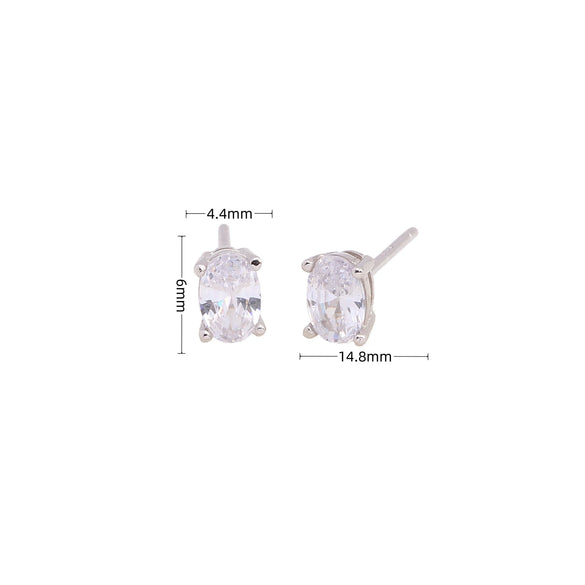 Wholesale 925 Sterling Silver Geometric Oval Inlaid Zircon Earrings For Women