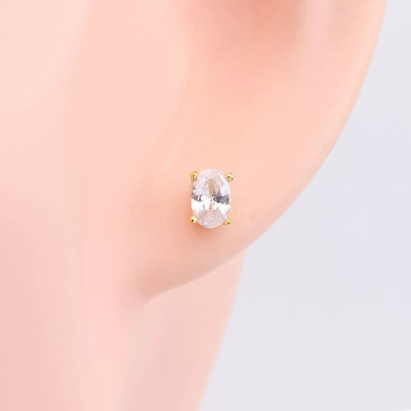 Wholesale 925 Sterling Silver Geometric Oval Inlaid Zircon Earrings For Women