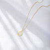 Wholesale Sterling Silver Geometric Oval Natural White Fritillary Shell Pendant Women's Necklace