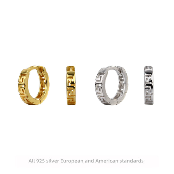 Wholesale Sterling Silver 925 Geometric Palindromic Hoop Earrings With Electroplating Treatment