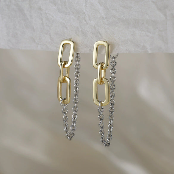 Wholesale Sterling Silver Geometric Pattern Electroplated Tassel Earrings For Women