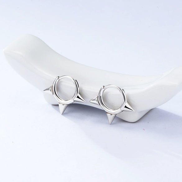 Wholesale 925 Sterling Silver Geometric Punk Style Spiked Ear Buckle Earrings For Women