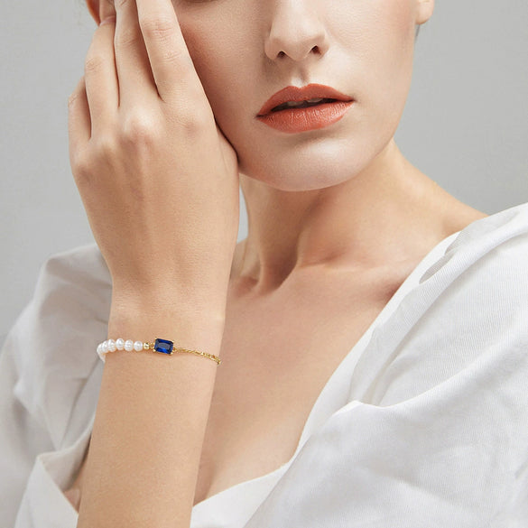 Wholesale 925 Sterling Silver Geometric Rectangular Electroplated Women's Bracelet Simple Natural Style