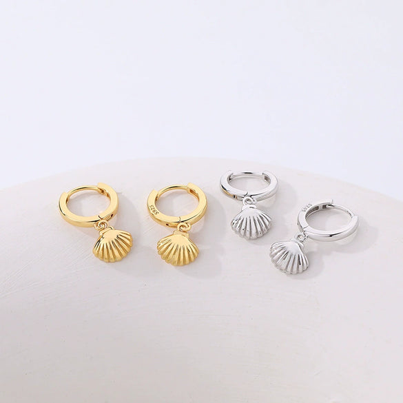 Wholesale 925 Sterling Silver Geometric Retro Metal Shell Earrings For Women With Electroplating