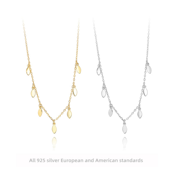 Wholesale 925 Sterling Silver Geometric Sequins Ochain Clavicle Necklace For Women Electroplated Small Fresh Style