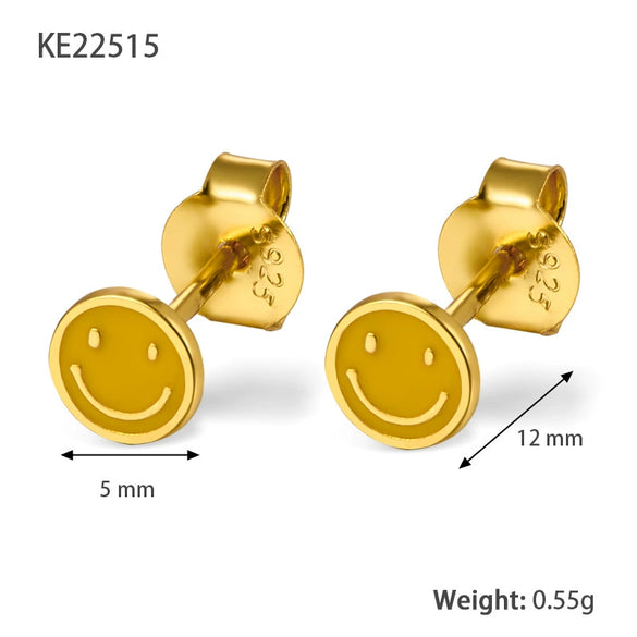 Wholesale 925 Sterling Silver Geometric Smiley Face Dripping Oil Earrings For Women