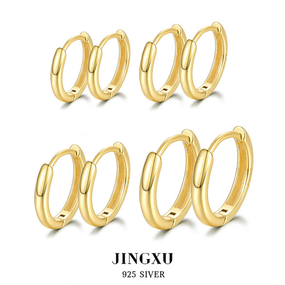 Wholesale 925 Sterling Silver Geometric Smooth Plain Ring Hoop Earrings With Electroplating For Men And Women