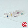 Wholesale 925 Sterling Silver Geometric Star Moon Planet Suit Stud Earrings With Color Diamond For Women Electroplated