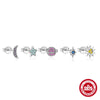 Wholesale 925 Sterling Silver Geometric Star Moon Planet Suit Stud Earrings With Color Diamond For Women Electroplated