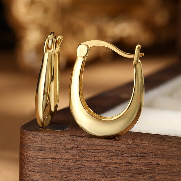 Wholesale 925 Sterling Silver Geometric U Shaped Earrings For Women Electroplated