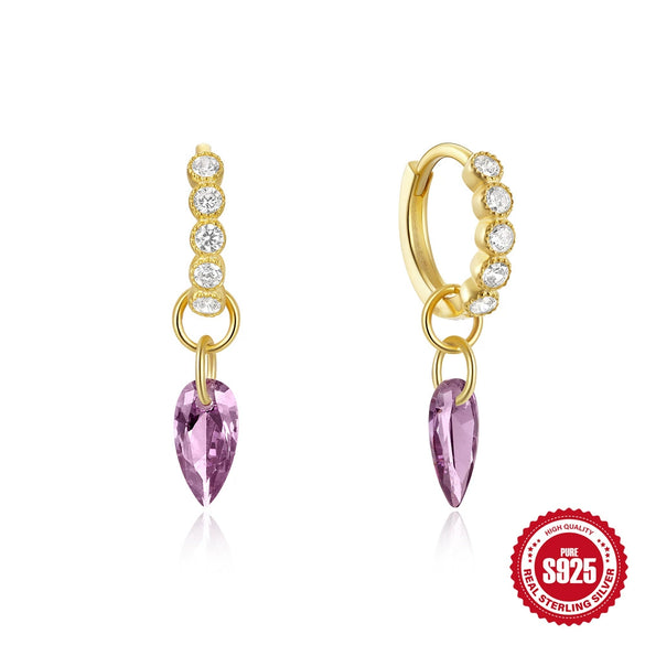 Wholesale 925 Sterling Silver Geometric Water Drop Diamond Embedded French Ear Buckle Earrings With Electroplating
