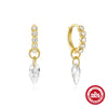 Wholesale 925 Sterling Silver Geometric Water Drop Diamond Embedded French Ear Buckle Earrings With Electroplating