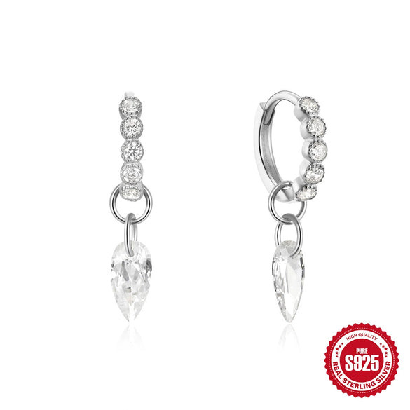 Wholesale 925 Sterling Silver Geometric Water Drop Diamond Embedded French Ear Buckle Earrings With Electroplating