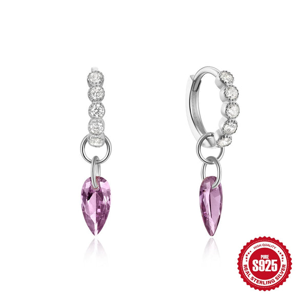 Wholesale 925 Sterling Silver Geometric Water Drop Diamond Embedded French Ear Buckle Earrings With Electroplating