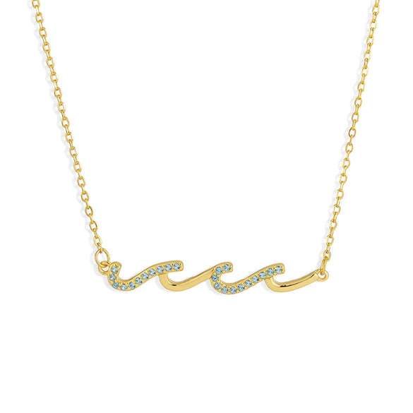 Wholesale Sterling Silver Geometric Wave Wavy Ochain Necklace For Women Electroplated