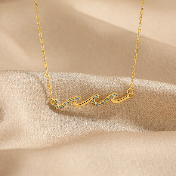 Wholesale Sterling Silver Geometric Wave Wavy Ochain Necklace For Women Electroplated