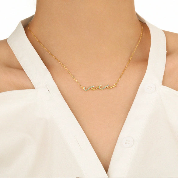 Wholesale Sterling Silver Geometric Wave Wavy Ochain Necklace For Women Electroplated