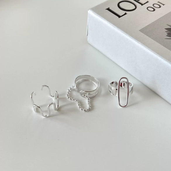 Wholesale 925 Sterling Silver Geometric Women's Minimalist Ring Coarse Twill