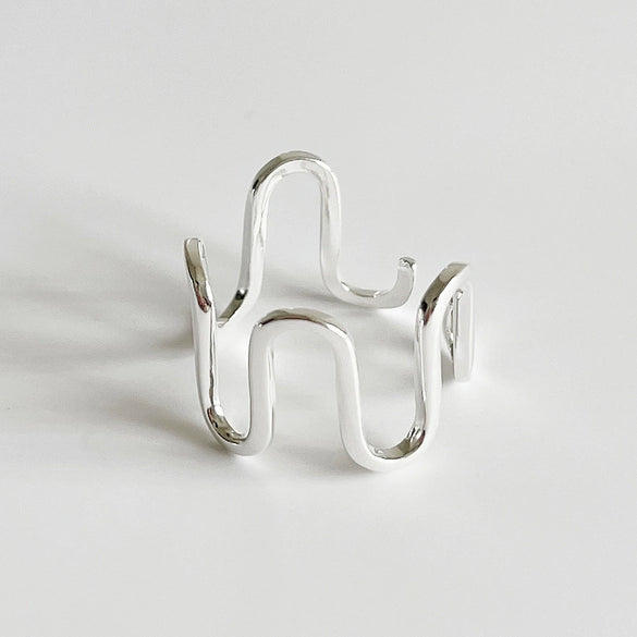 Wholesale 925 Sterling Silver Geometric Women's Minimalist Ring Coarse Twill