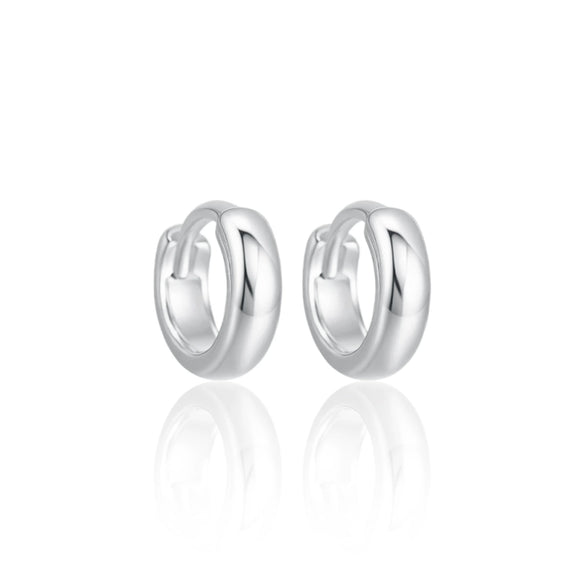Wholesale 925 Sterling Silver Glossy Round Plain Hoop Earrings Electroplated Geometric Niche Highend Hypoallergenic Unisex