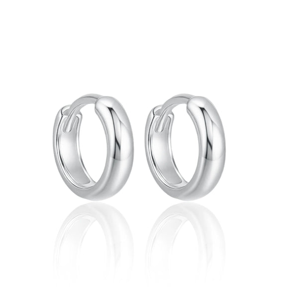 Wholesale 925 Sterling Silver Glossy Round Plain Hoop Earrings Electroplated Geometric Niche Highend Hypoallergenic Unisex