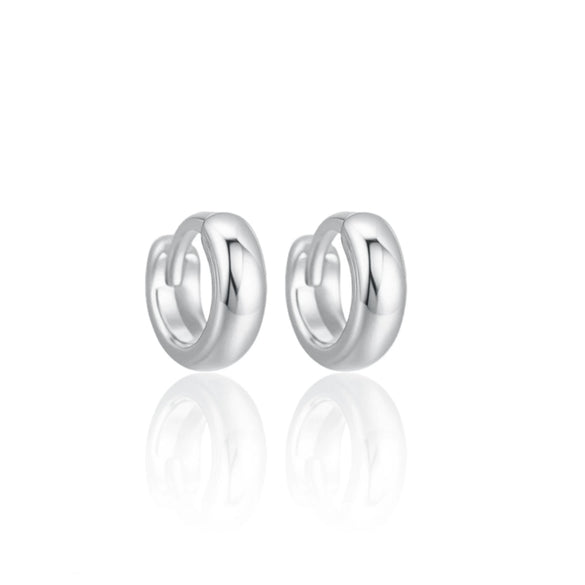 Wholesale 925 Sterling Silver Glossy Round Plain Hoop Earrings Electroplated Geometric Niche Highend Hypoallergenic Unisex