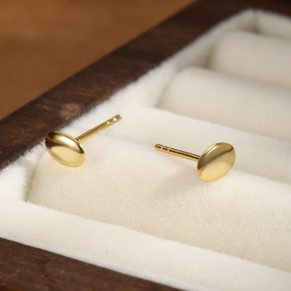 Wholesale 925 Sterling Silver Gold Bean Oval Geometric Minimalist Seiko Earrings