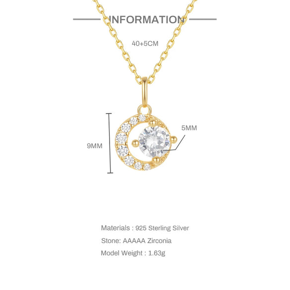 Wholesale 925 Sterling Silver Goldplated Crescent Pendant Necklace With Diamondembedded Mini Moon Pendant And Ochain Geometric Design Electroplating Process For Women