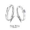 Wholesale 925 Sterling Silver Heart And Wave Pattern Allmatch Couple Open Ring With Diamond Styling