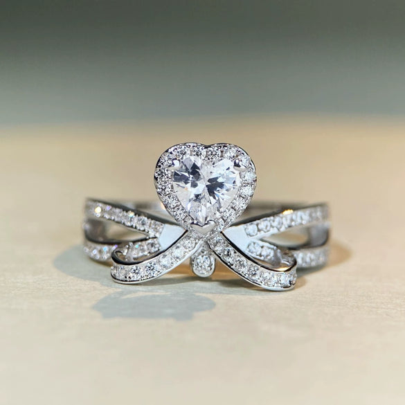 Wholesale 925 Sterling Silver Heart Shape Highend Love Ring With Red Corundum Ruby And Diamond Electroplated For Women