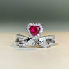Wholesale 925 Sterling Silver Heart Shape Highend Love Ring With Red Corundum Ruby And Diamond Electroplated For Women