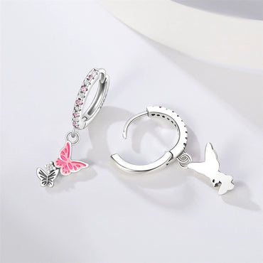 Wholesale 925 Sterling Silver Heart Shape Insects Butterfly Bee Electroplated Women's Earrings