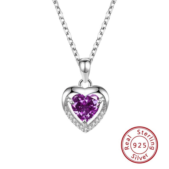 Wholesale Sterling Silver Heart Shape Pendant Necklace With O Shaped Chain Electroplated For Women