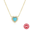 Wholesale 925 Sterling Silver Heart Shaped Diamond Turquoise Necklace With Electroplating For Women