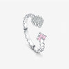 Wholesale 925 Sterling Silver Heart Shaped Open Adjustable Ring With Platinum And 18K Gold Electroplating For Women