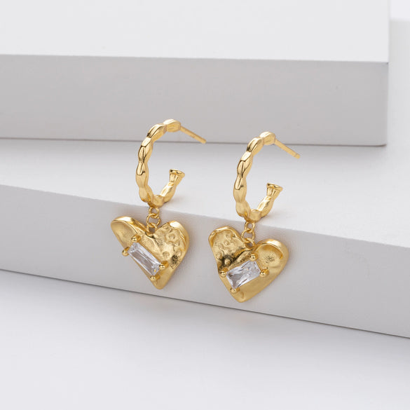 Wholesale Sterling Silver 925 Heartshaped Inlaid Zircon Earrings For Women