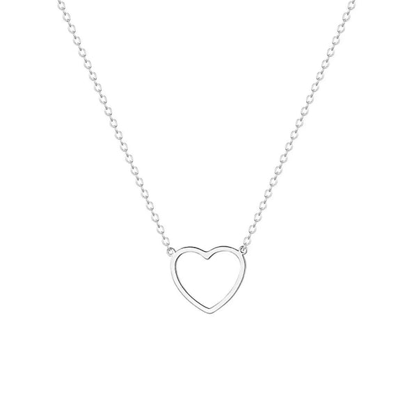 Wholesale 925 Sterling Silver Heartshaped Necklace Plain Heart Pendant Polish Finish Women's O Chain