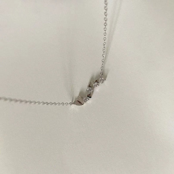 Wholesale Sterling Silver Heartshaped Necklace With Diamonds 14K Real Gold Plated Heart Pendant Ochain Sweet Style For Women