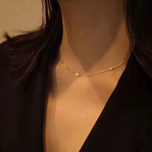 Wholesale Sterling Silver Heartshaped Necklace With Three Hearts 18K Gold Plated And Polishing Ochain For Women