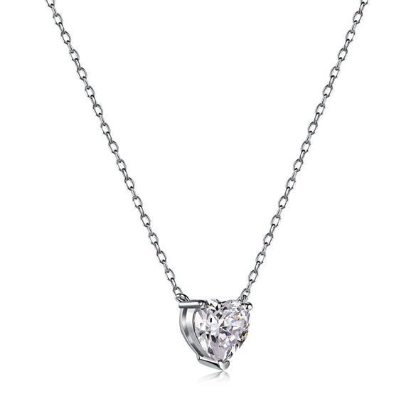 Wholesale Sterling Silver Heartshaped Zircon Pendant Necklace With Electroplating And Ochain For Women