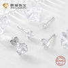 Wholesale 925 Sterling Silver High End Geometric Diamond Encrusted Four Claw Zircon Earrings For Pierced Ears With Electroplating