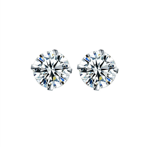 Wholesale 925 Sterling Silver High End Geometric Diamond Encrusted Four Claw Zircon Earrings For Pierced Ears With Electroplating