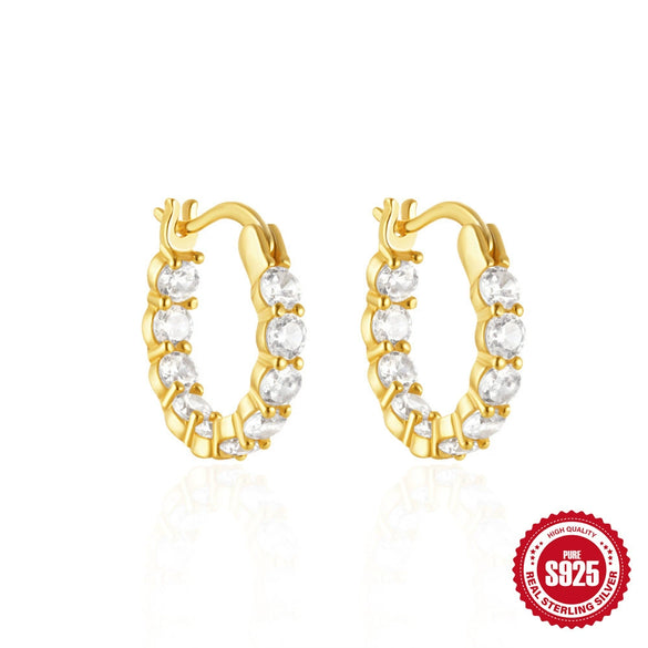 Wholesale 925 Sterling Silver Hollow Opal Love Cshaped Earrings With Inlaid Zircon And Electroplating