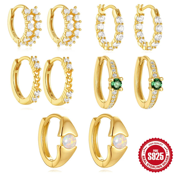 Wholesale 925 Sterling Silver Hollow Opal Love Cshaped Earrings With Inlaid Zircon And Electroplating