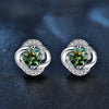 Wholesale 925 Sterling Silver Inlaid Mossan Diamond Four Leaf Clover Geometric Design Women's Earrings