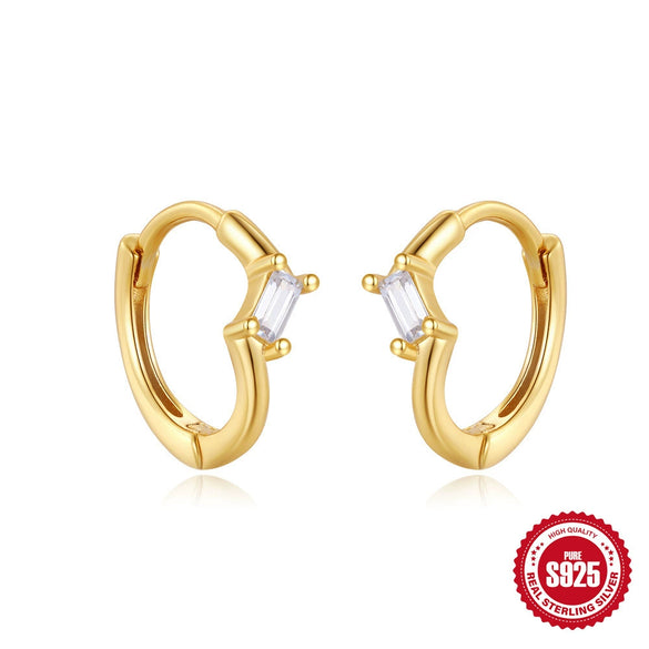 Wholesale 925 Sterling Silver Inlaid Zircon Geometric Stacked Earring With Electroplating For Women