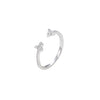Wholesale 925 Sterling Silver Inlaid Zircon Opening Adjustable Light Luxury Bow Ring