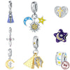Wholesale Sterling Silver Jewelry With Star Moon Religious Charm And Dripping Oil Design