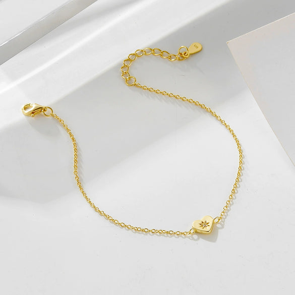 Wholesale 925 Sterling Silver 14K Gold Electroplated Heartshaped Love Bracelet For Women Set With Diamonds