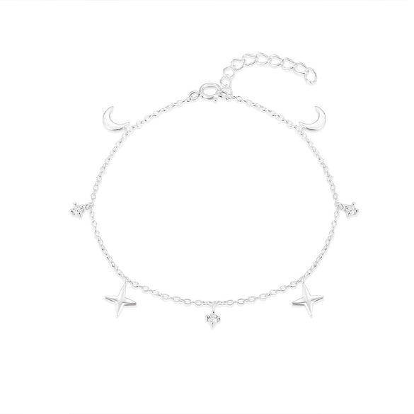 Wholesale 925 Sterling Silver Ladies Bracelet With Overlapping Four Mans Star Diamond Moon Design Geometric Pattern Real Gold Plated And Electroplated